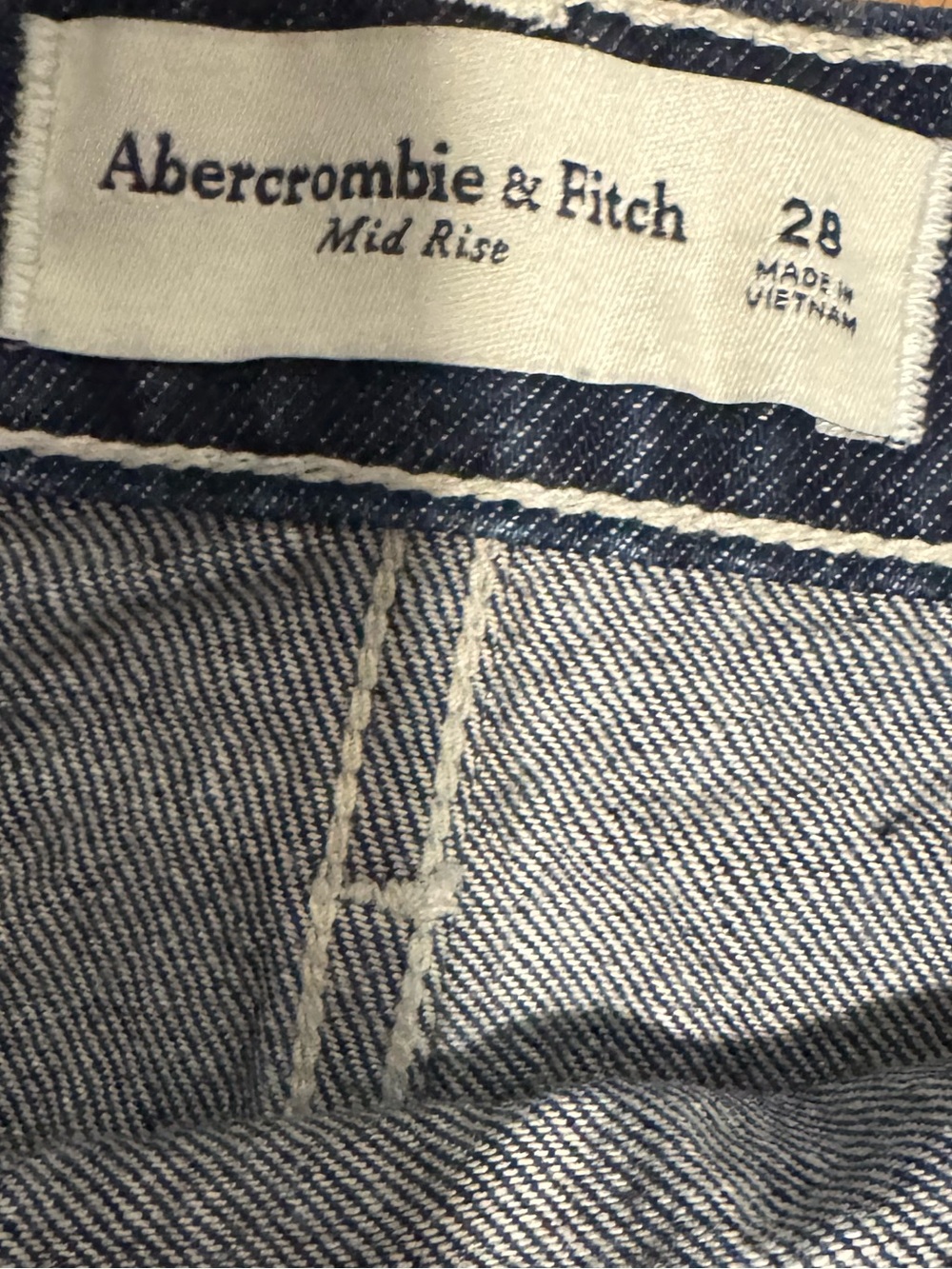 Abercrombie & Fitch Dark Denim Wrap Mini Skirt Contrast Stitch Size 28 NWOT - Picture 4 of 4